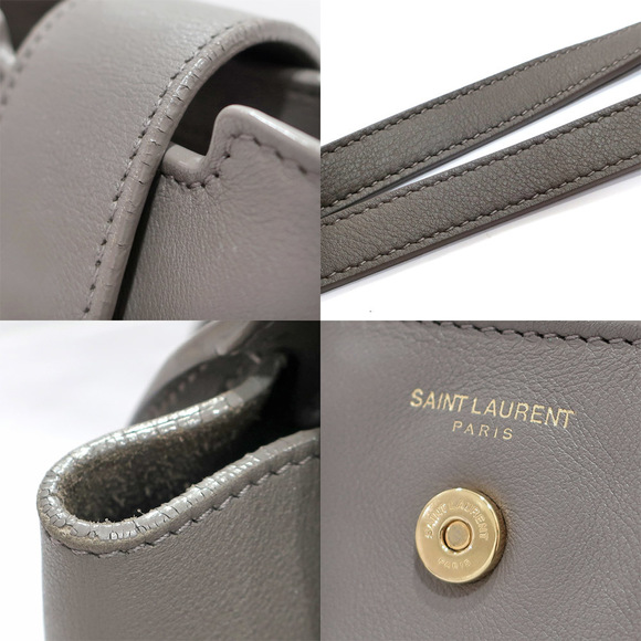 Saint Laurent Baby Cabas Handbag Shoulder Bag Leather Gray - Picture 10 of 10